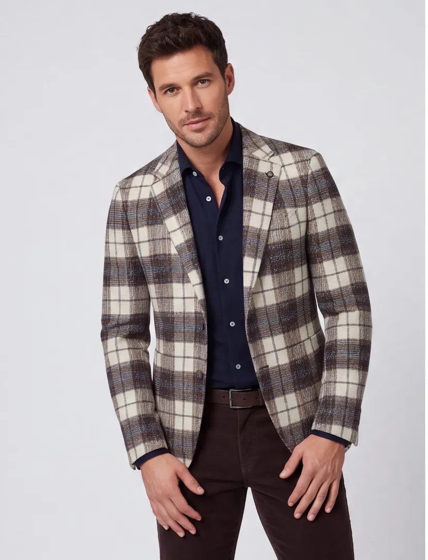 Cavallaro colbert slim fit bruin geruit