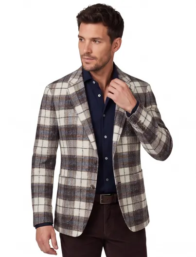 Cavallaro Cavallaro bruin geruite colbert slim fit