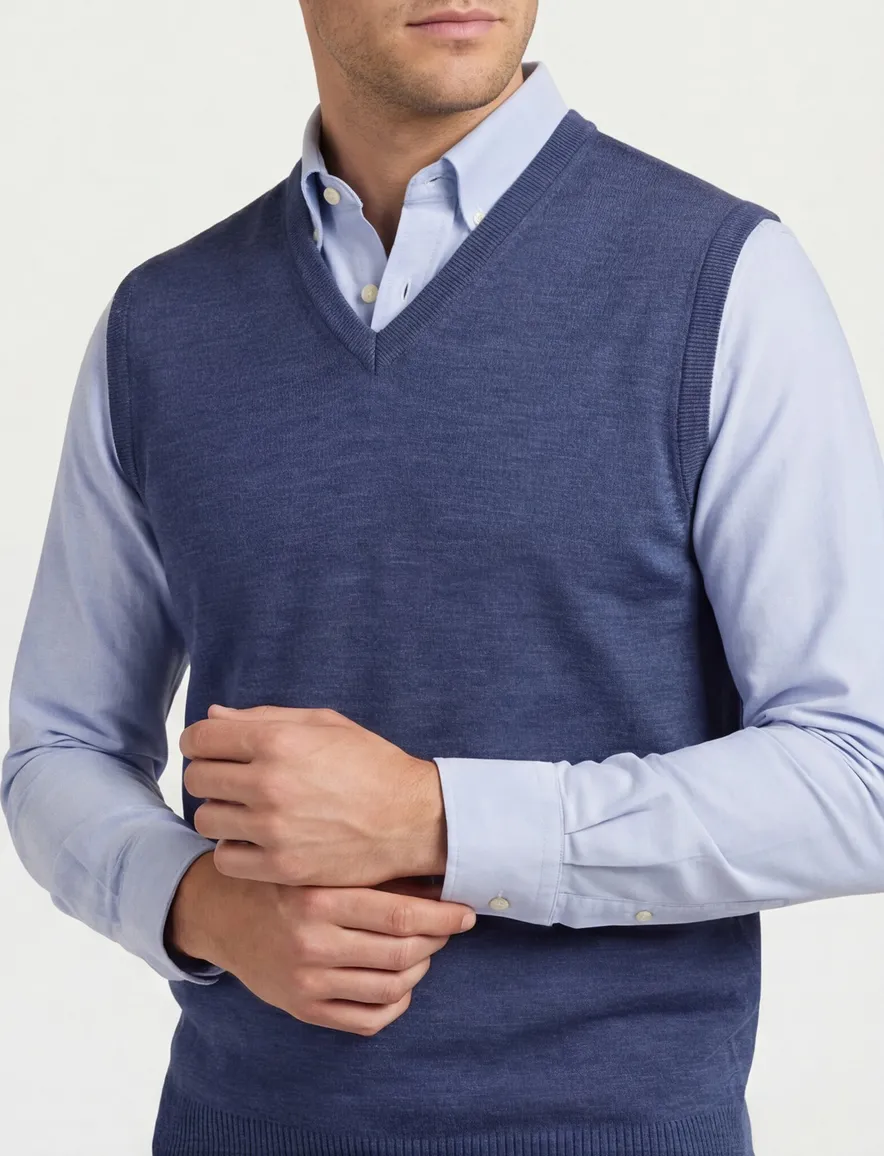 Maerz slipover blauw wol