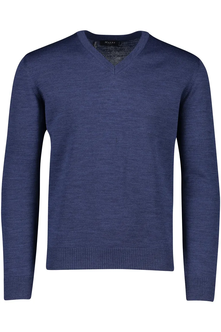 Maerz trui v-hals navy virginwol