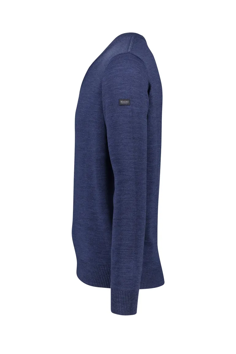 Maerz trui v-hals navy virginwol