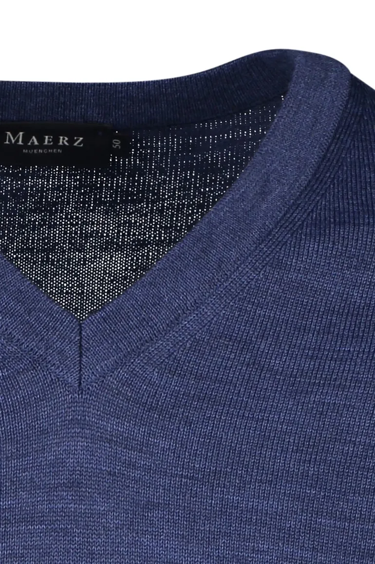 Maerz trui v-hals navy virginwol