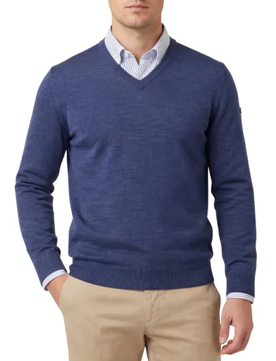 Maerz Maerz trui v-hals navy virginwol