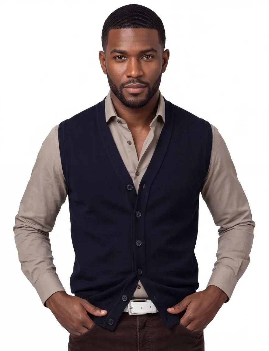 Maerz knitted vest knopen navy
