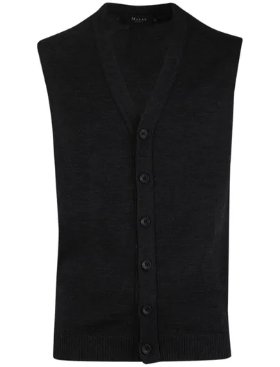 Maerz Maerz vest knopen zwart lamswol mouwloos