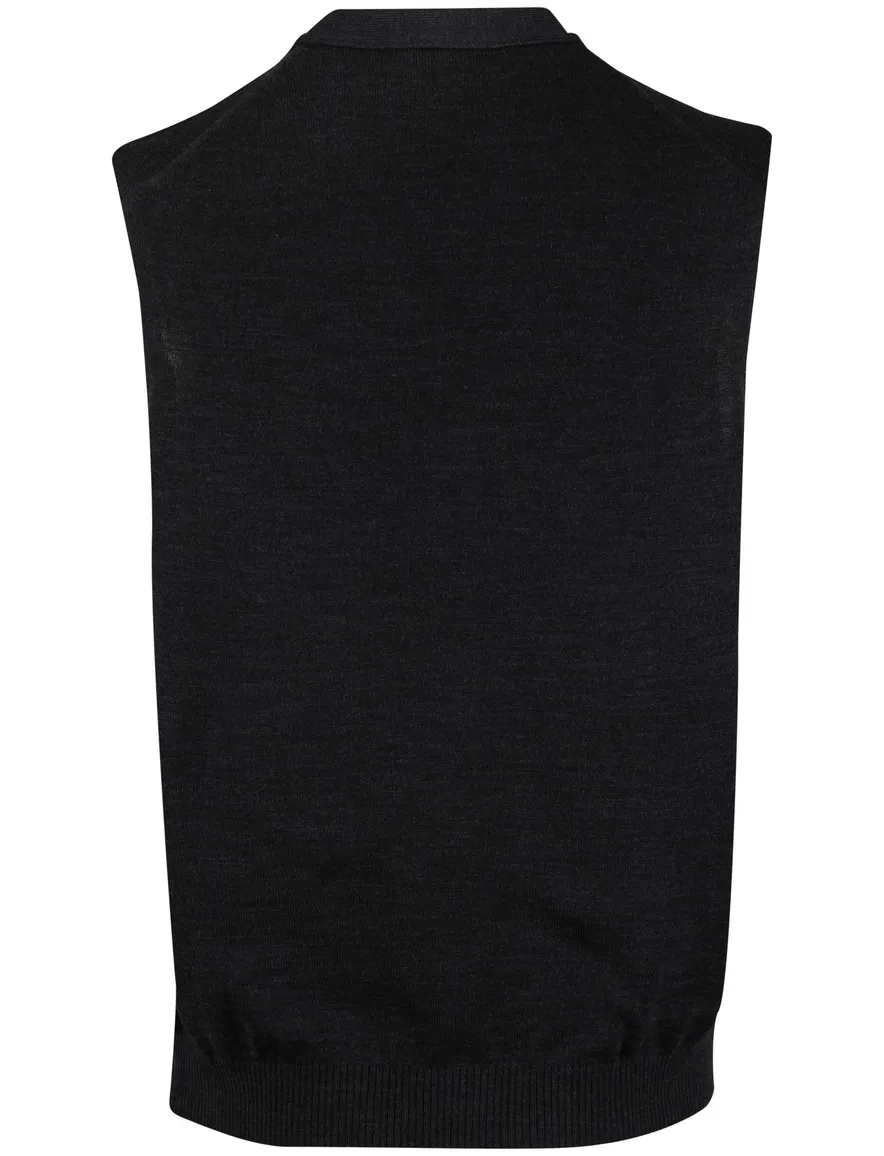 Maerz vest knopen zwart lamswol mouwloos