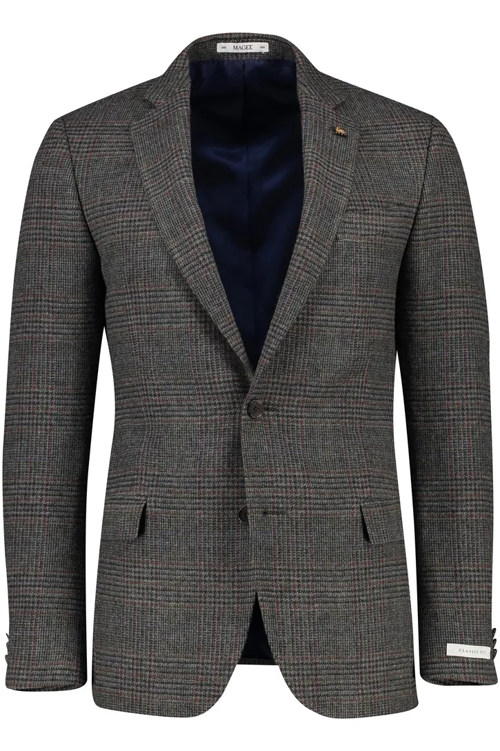 Wollen Magee colbert classic fit grijs geruit