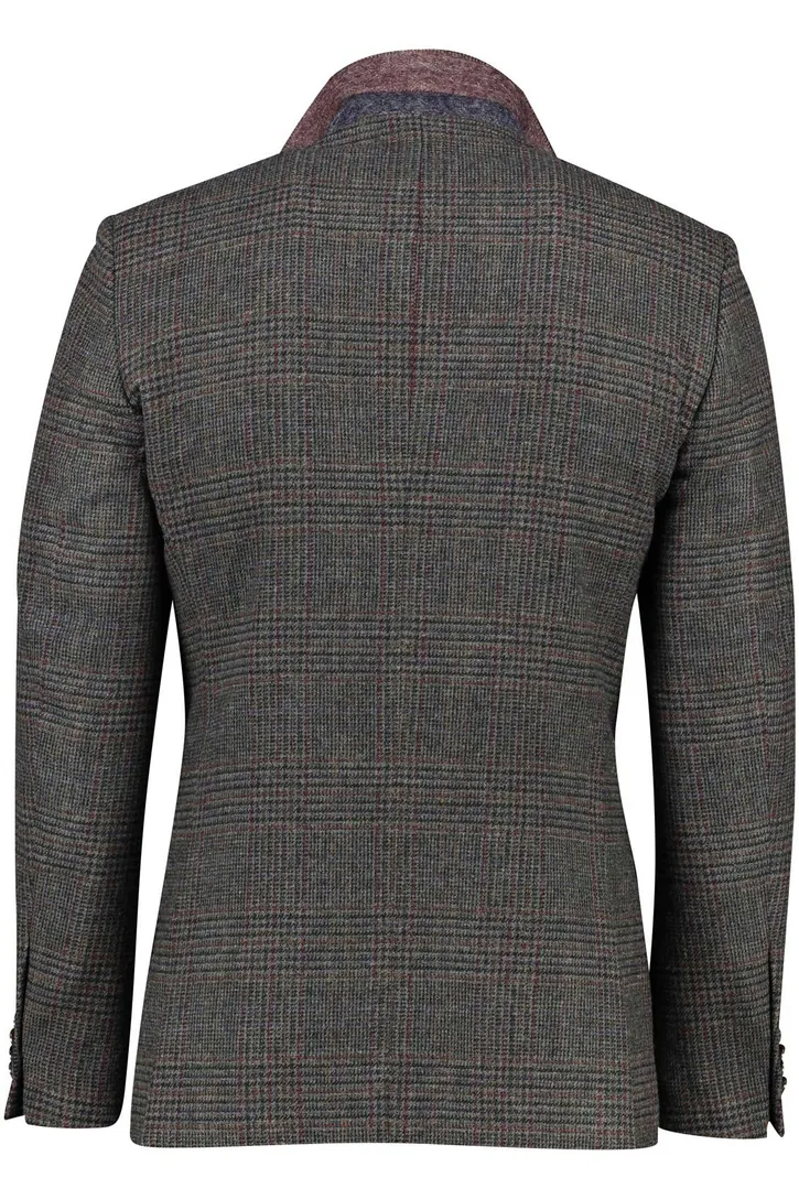 Wollen Magee colbert classic fit grijs geruit