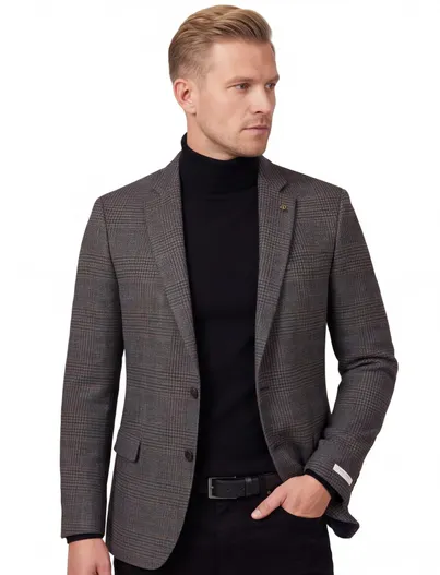 Magee Magee colbert classic fit geruit wol grijs