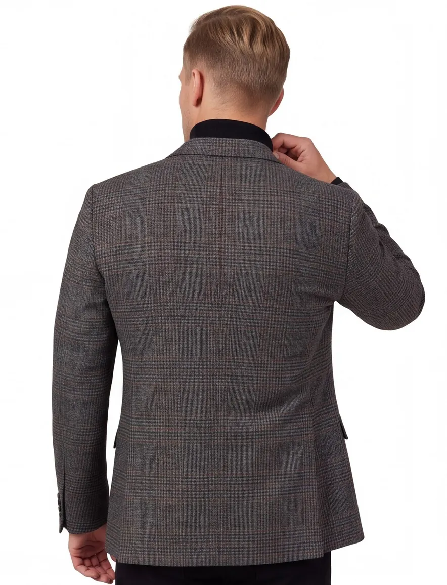 Magee colbert classic fit geruit wol grijs