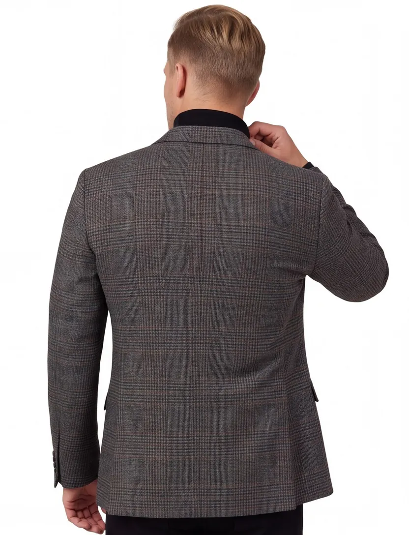Wollen Magee colbert classic fit grijs geruit