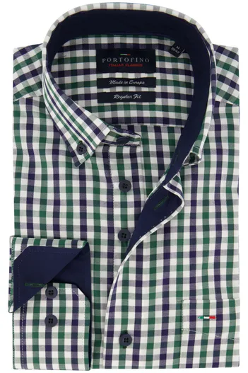 Portofino Katoenen Portofino overhemd regular fit blauw geruit