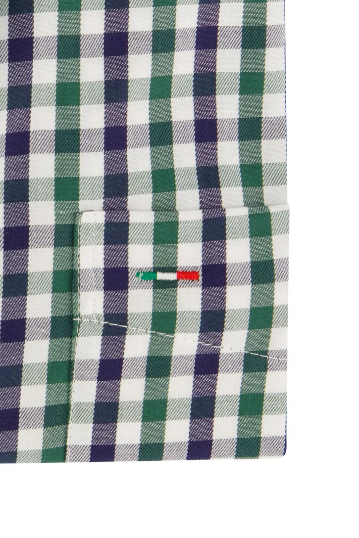 Portofino casual geruit katoenen overhemd regular fit blauw/groen
