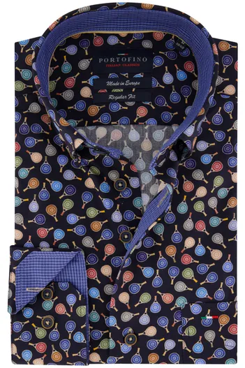 Portofino Geprinte katoenen Portofino overhemd regular fit multicolor
