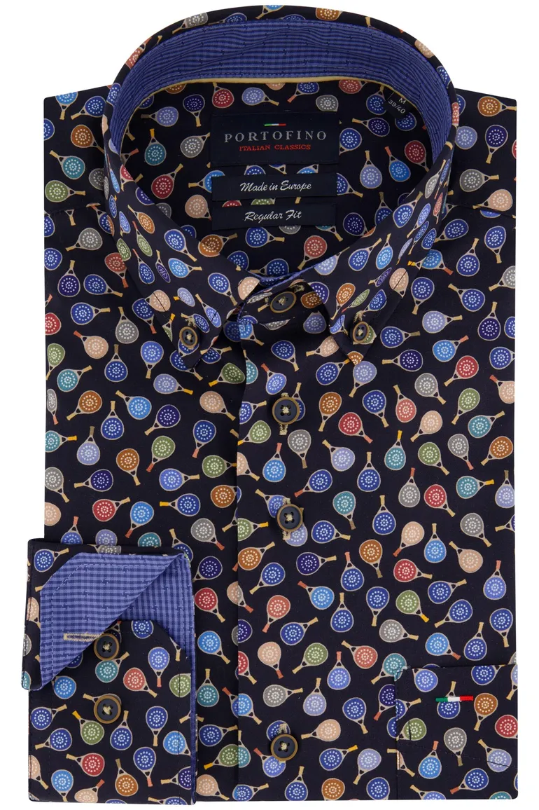 Portofino katoenen overhemd regular fit multicolor geprint