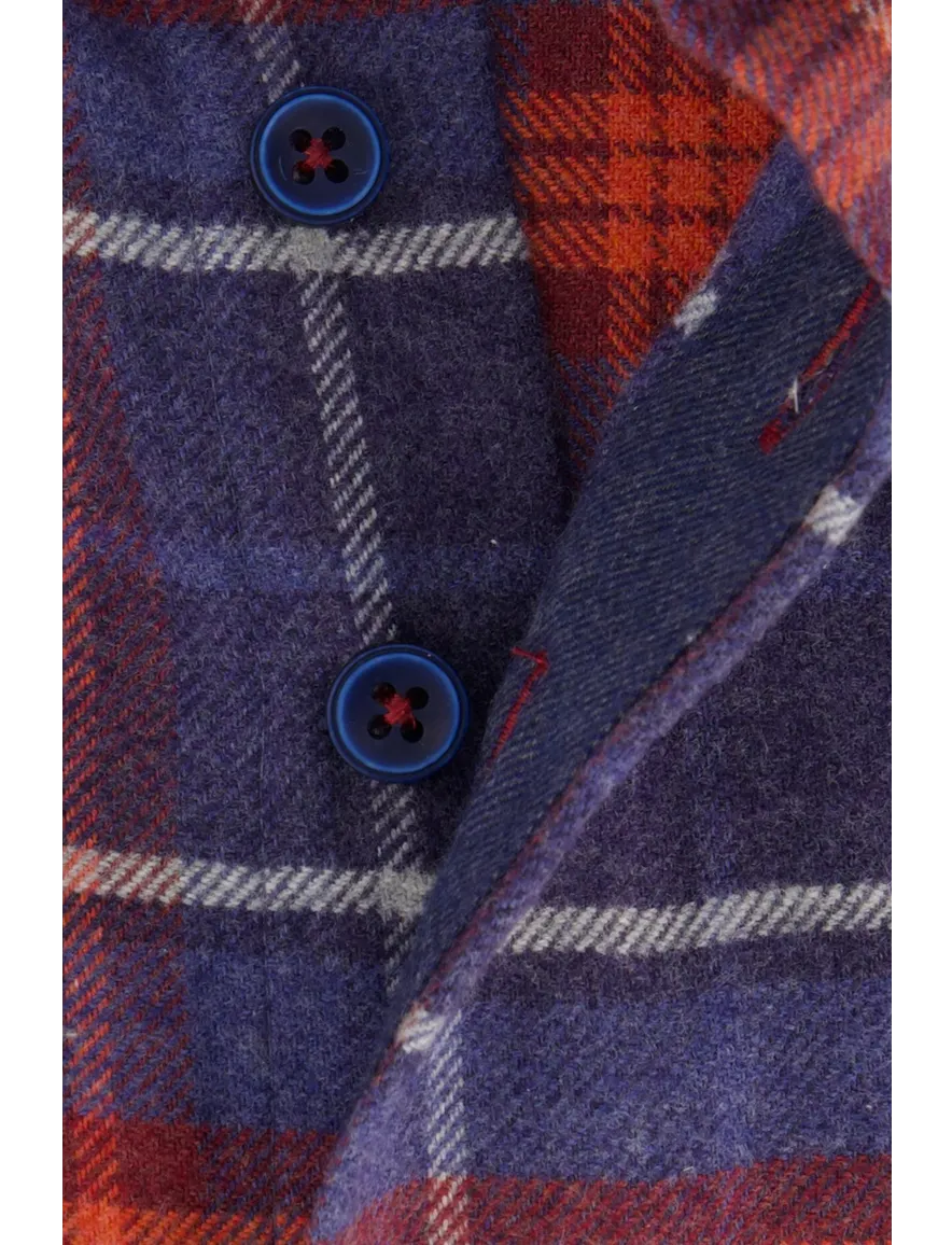 Portofino Overhemd blauw geruit regular fit