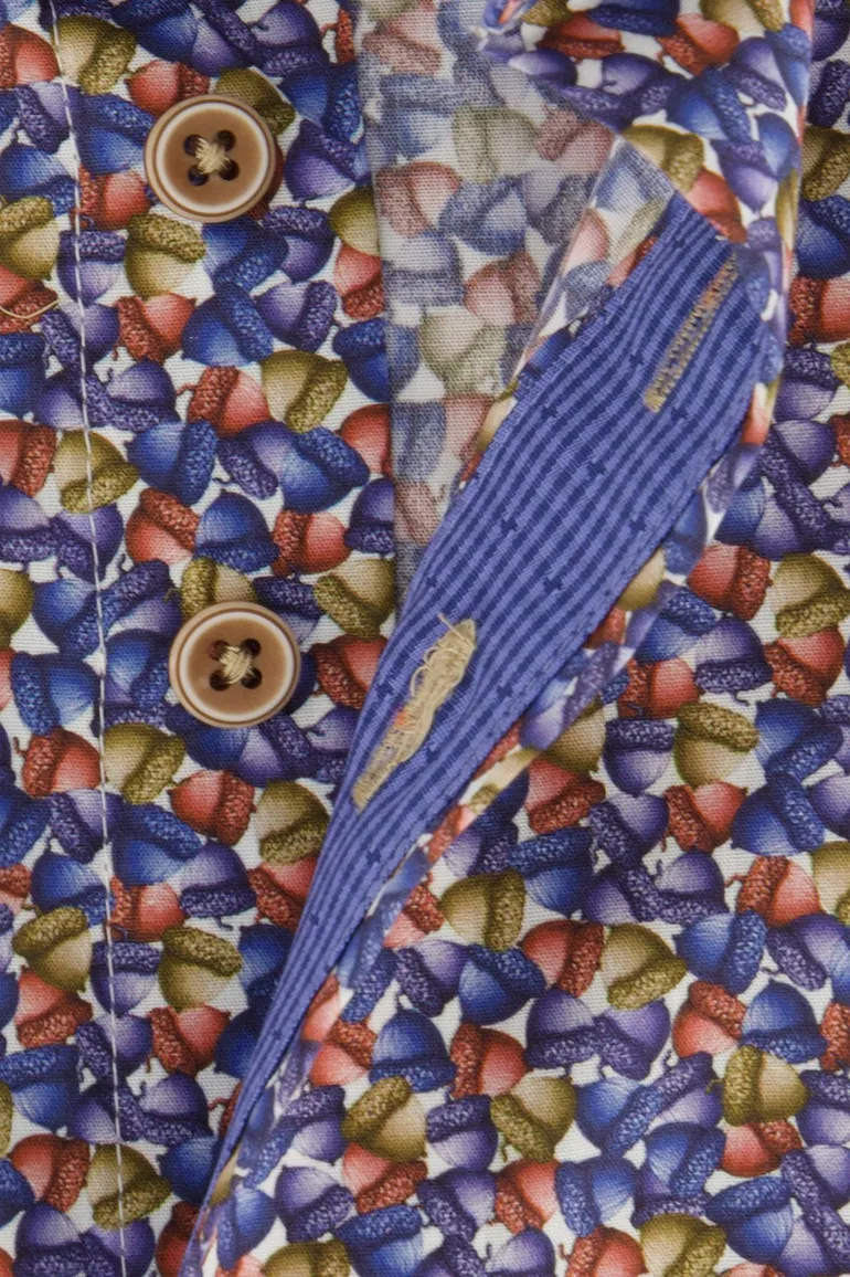 katoenen Portofino overhemd regular fit blauw geprint