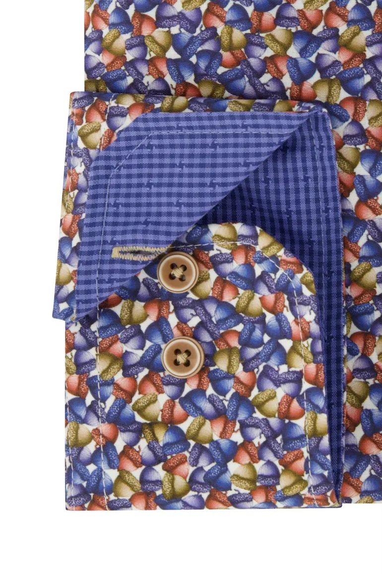 katoenen Portofino overhemd regular fit blauw geprint
