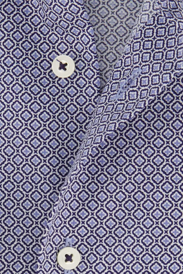 Eterna overhemd blauw geprint katoen Modern Fit