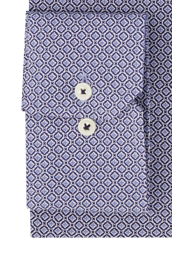 Eterna overhemd blauw geprint katoen Modern Fit
