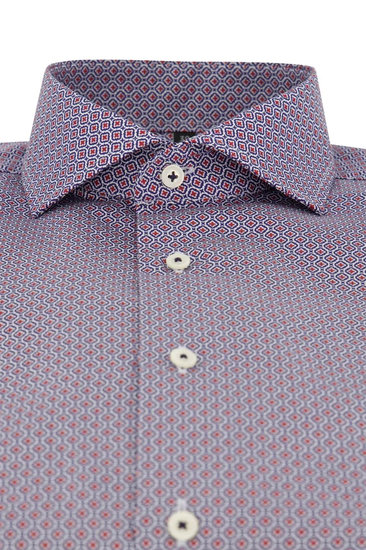 Eterna business overhemd normale fit rood geprint katoen