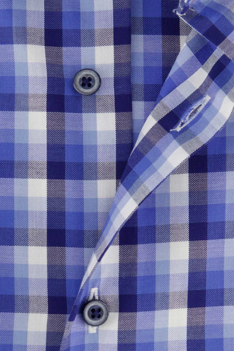 Eterna overhemd comfort fit katoen blauw geruit