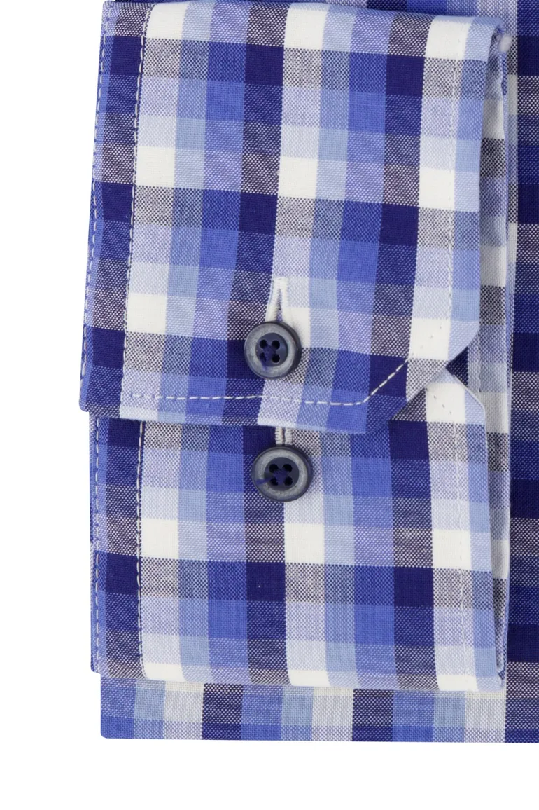 Eterna overhemd comfort fit katoen blauw geruit