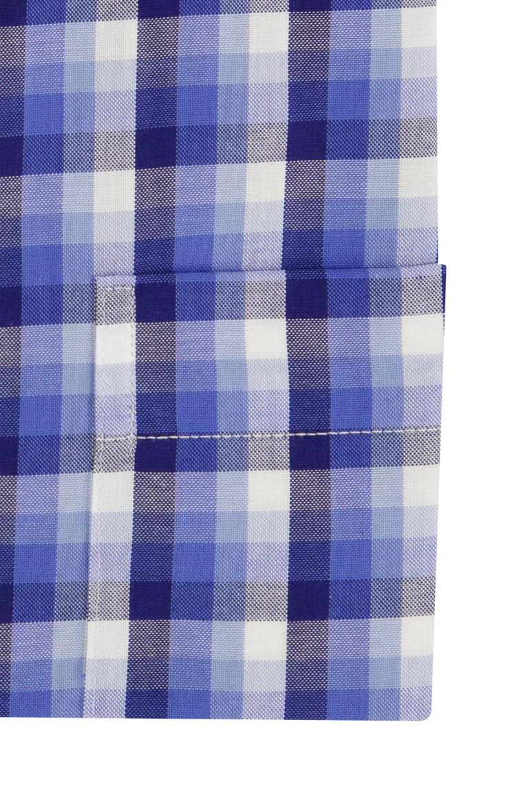 Eterna overhemd comfort fit katoen blauw geruit