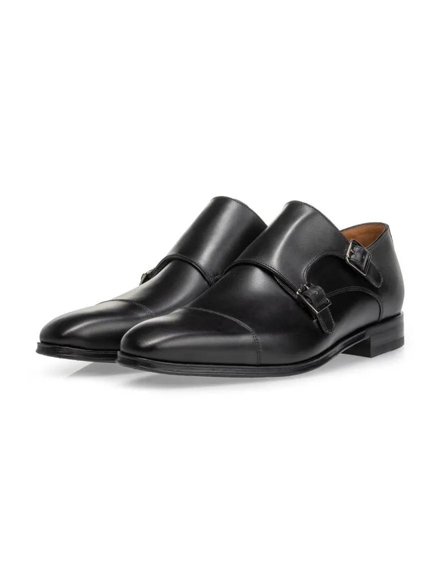 Floris van Bommel nette schoenen zwart effen leer met gesp