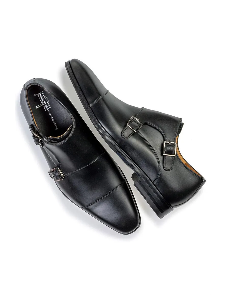 Floris van Bommel nette schoenen zwart effen leer met gesp