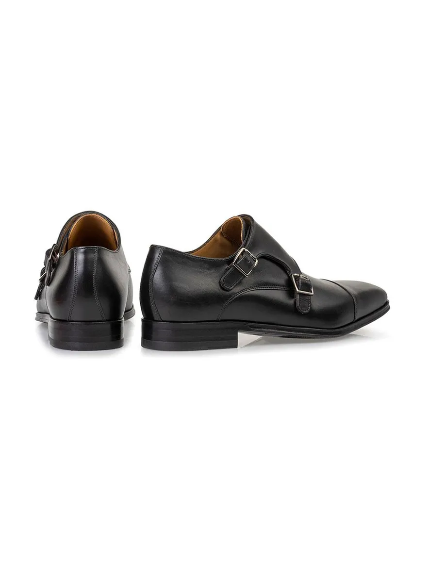 Floris van Bommel nette schoenen zwart effen leer met gesp