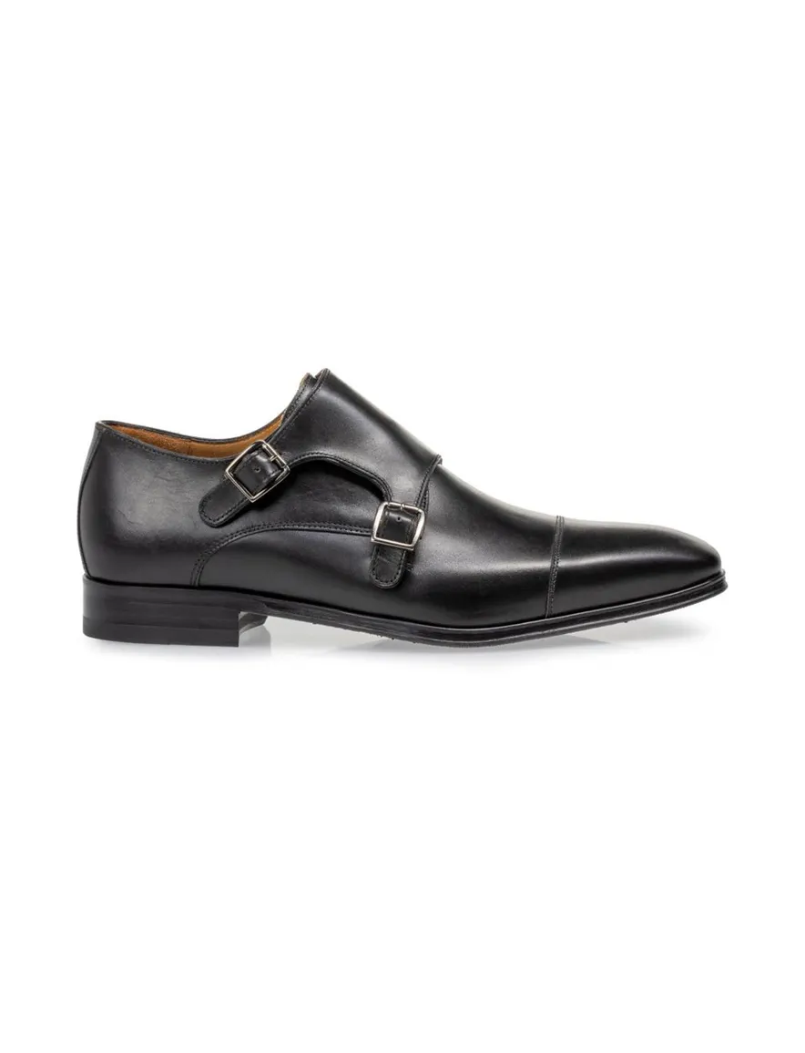 Floris van Bommel nette schoenen zwart effen leer met gesp