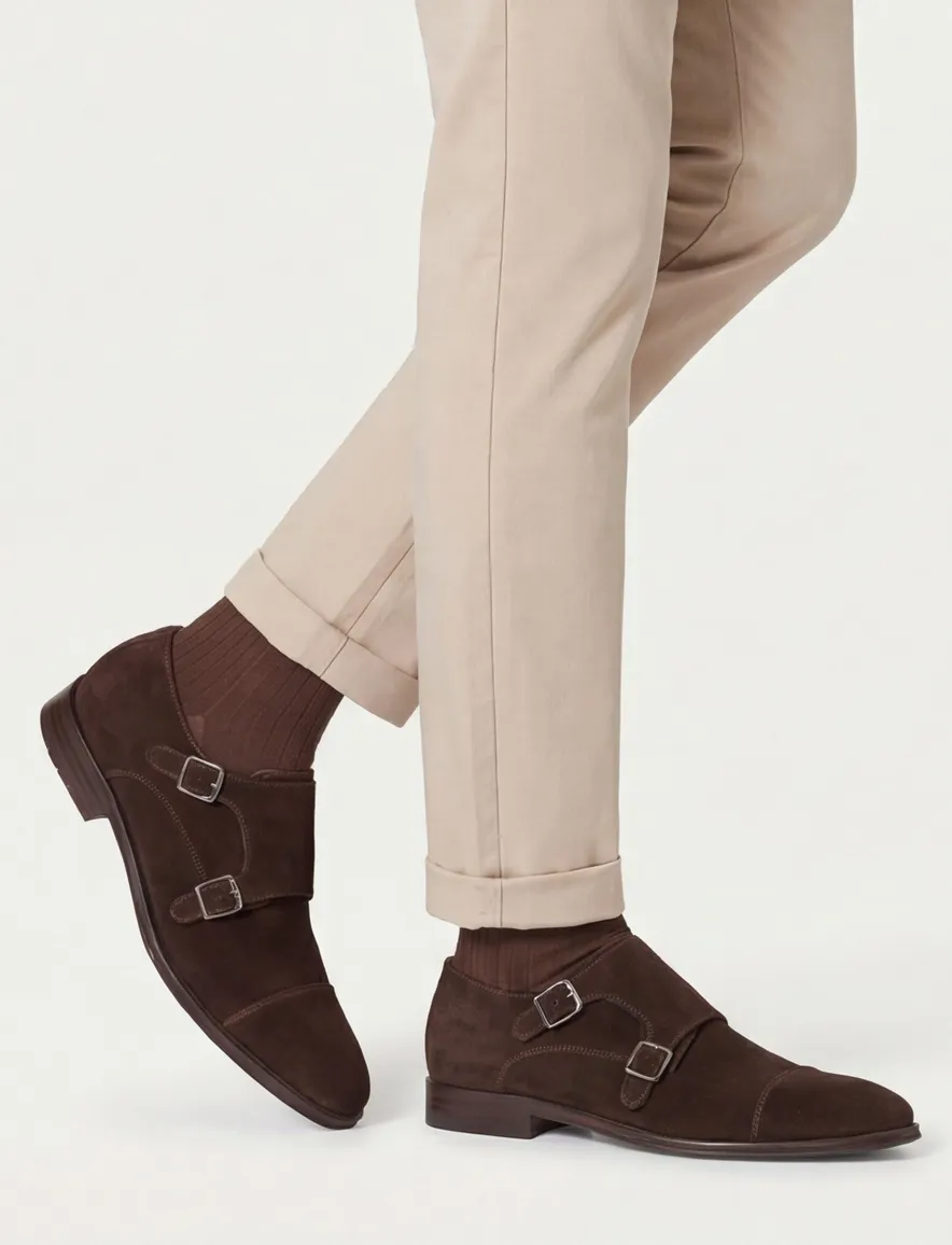 Floris van Bommel nette schoenen bruin effen leer met gesp