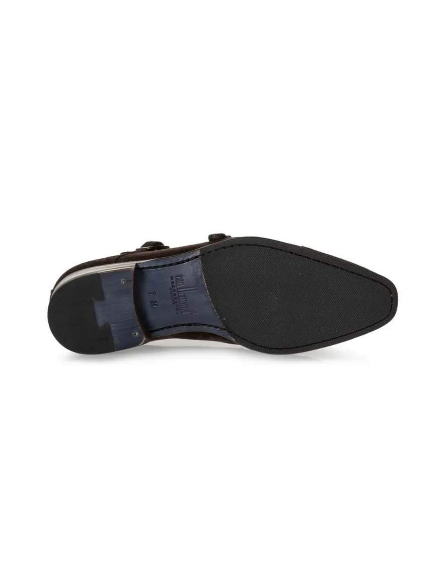 Floris van Bommel nette schoenen bruin effen leer met gesp