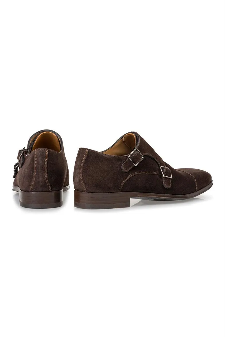 Floris van Bommel nette schoenen bruin effen leer met gesp