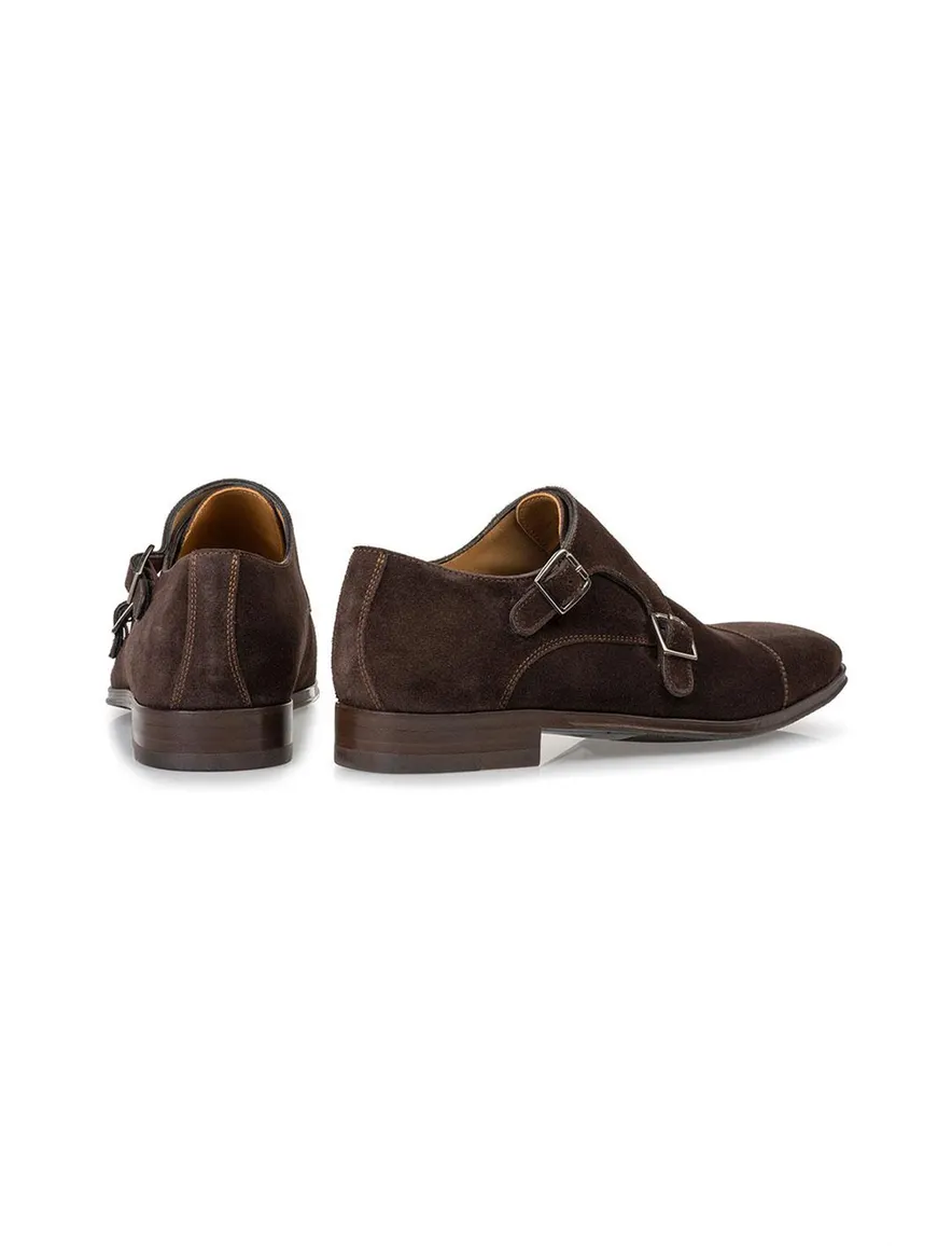 Floris van Bommel nette schoenen bruin effen leer met gesp