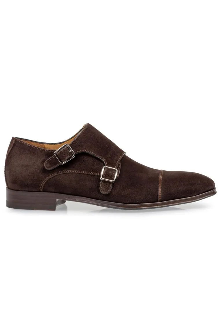 Floris van Bommel nette schoenen bruin effen leer met gesp