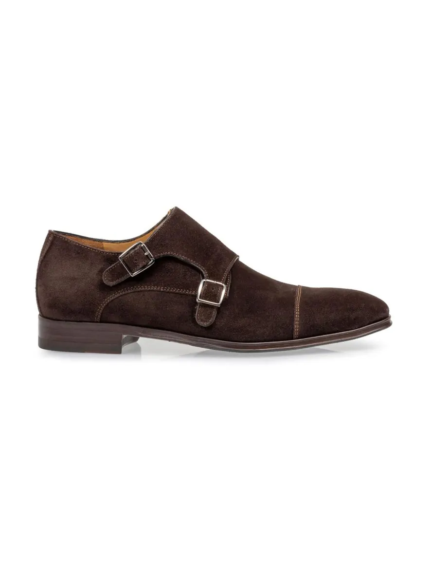 Floris van Bommel nette schoenen bruin effen leer met gesp