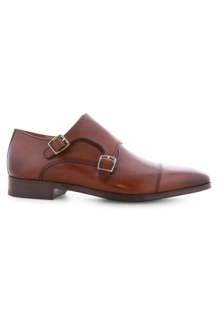 Nette lage schoenen cognac 2 gespen Floris van Bommel