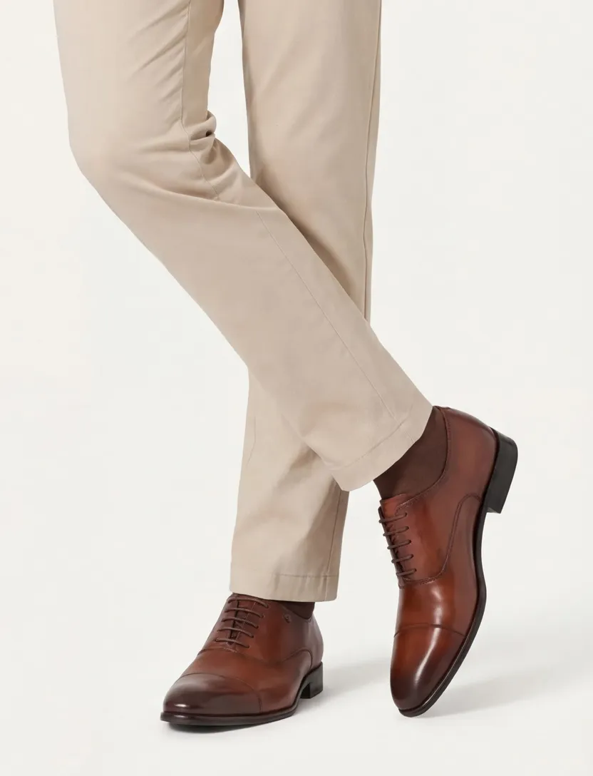 Floris van Bommel veterschoenen laag model bruin effen leer
