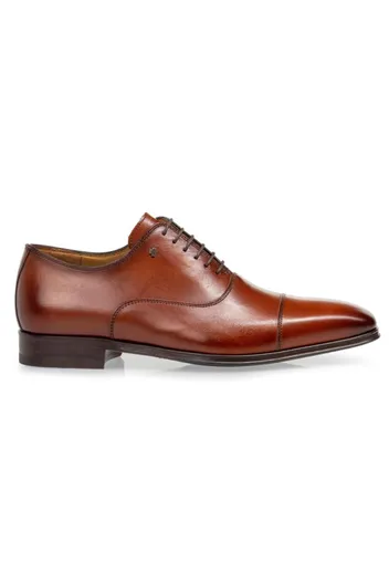 Floris van Bommel Floris van Bommel veterschoenen bruin effen kalfsleer