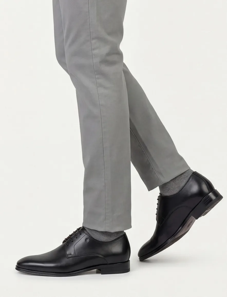 Floris van Bommel veterschoenen zwart effen leer laag model