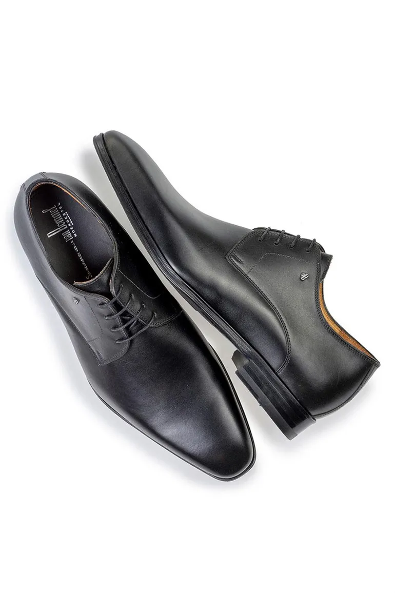Floris van Bommel veterschoenen zwart effen leer laag model