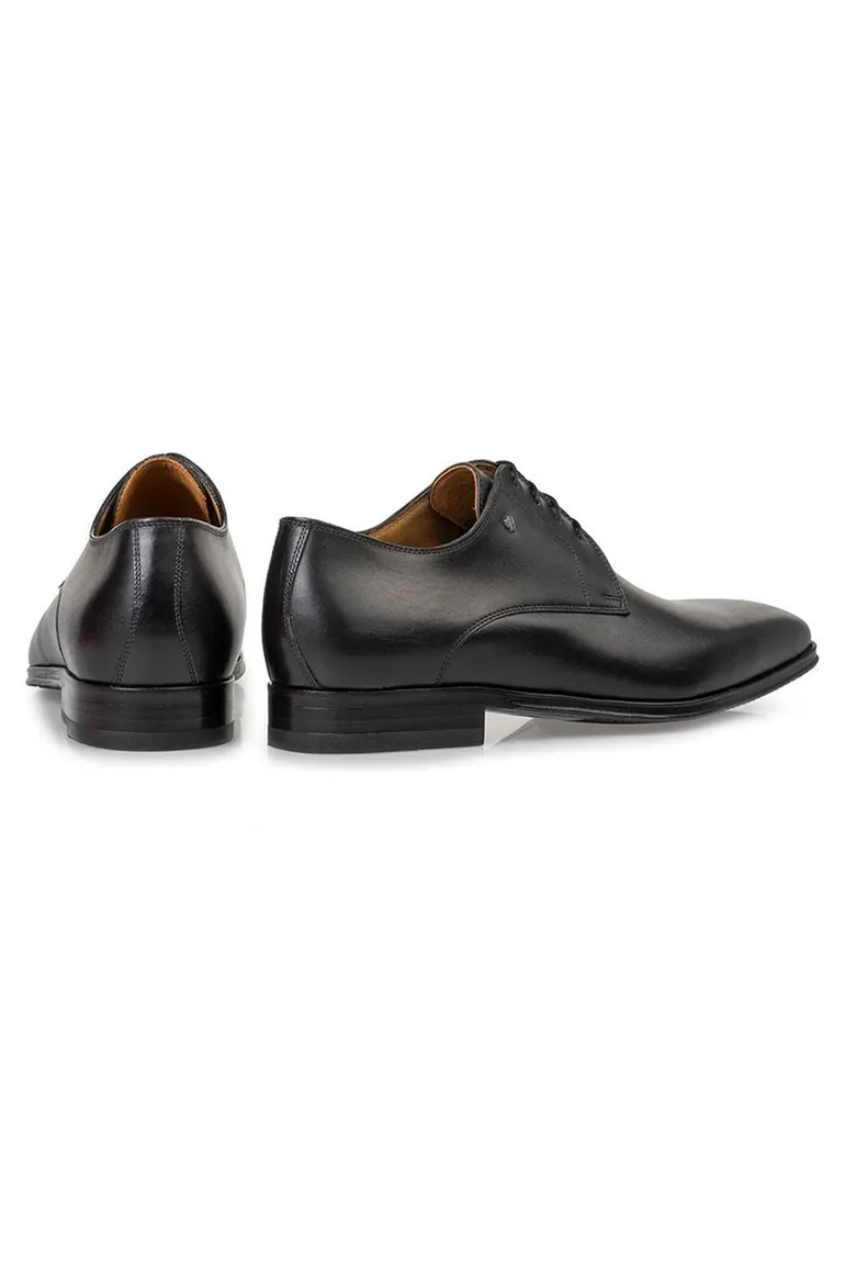 Floris van Bommel veterschoenen zwart effen leer laag model