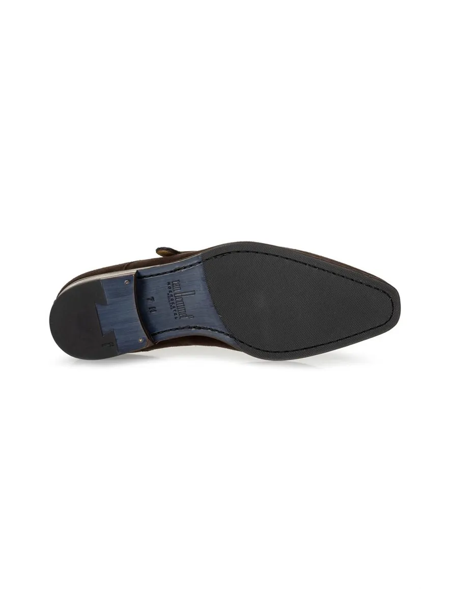 van Bommel schoen donkerbruin suede gesp