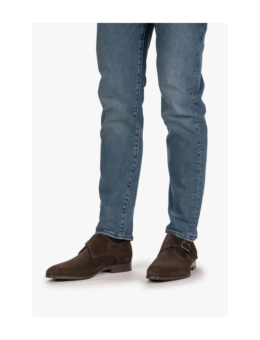 van Bommel schoen donkerbruin suede gesp