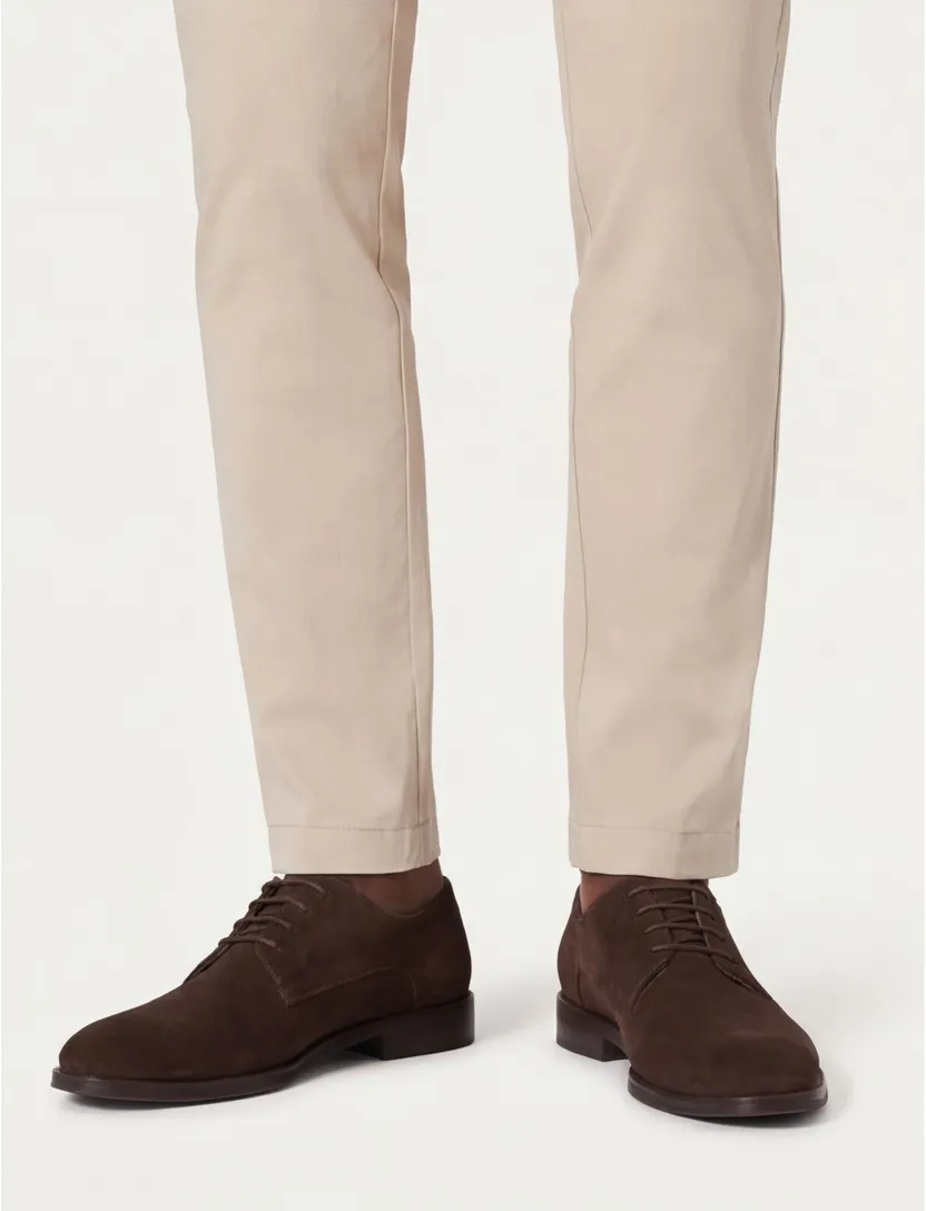 Floris van Bommel veterschoenen bruin effen leer en suede