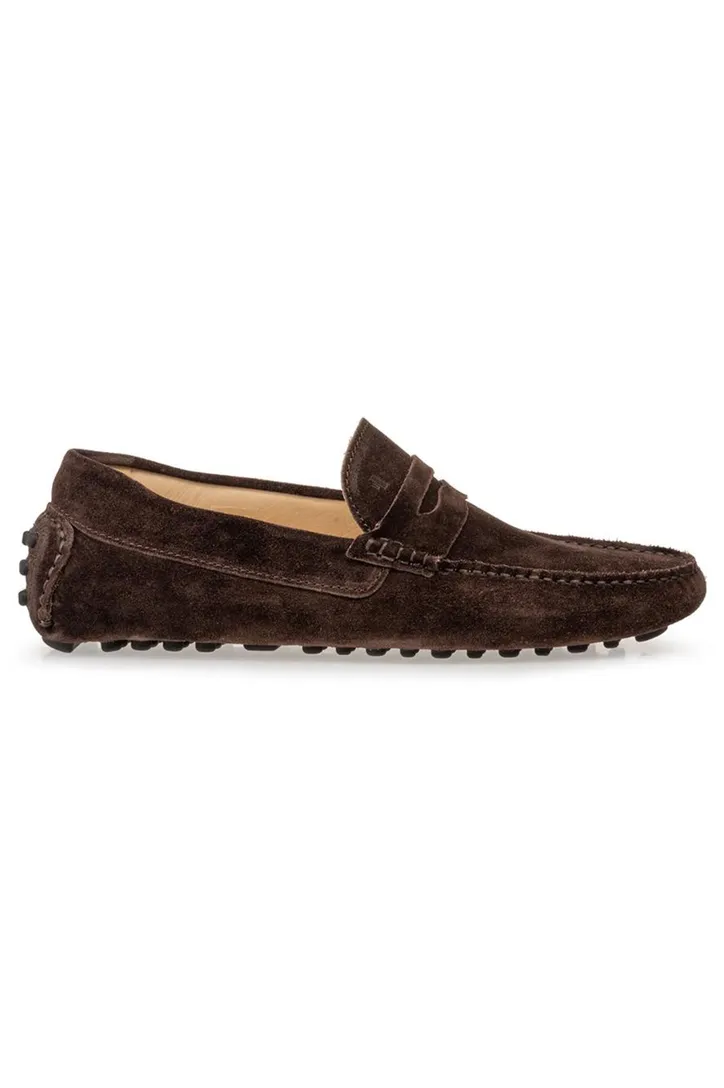 Floris van Bommel loafers bruin effen leer suede