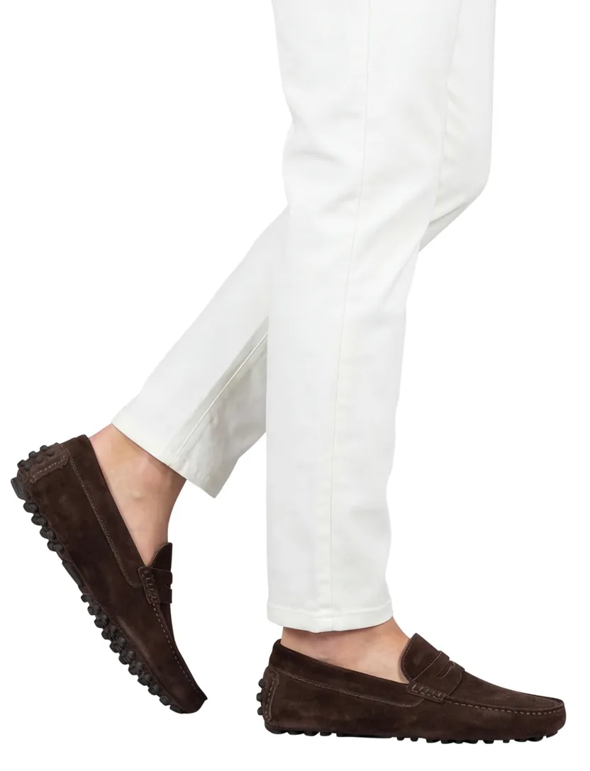Floris van Bommel loafers bruin effen leer suede