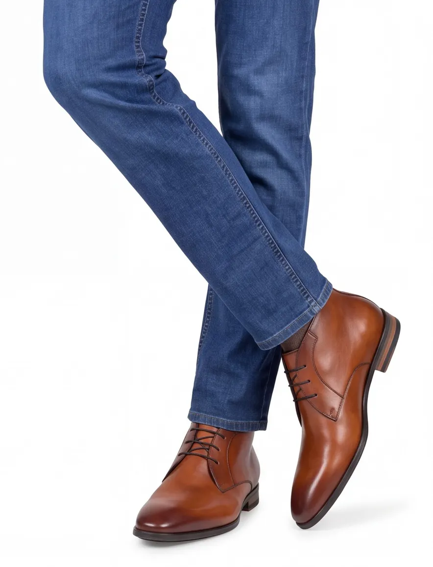 Floris van Bommel nette leren veterschoenen bruin effen